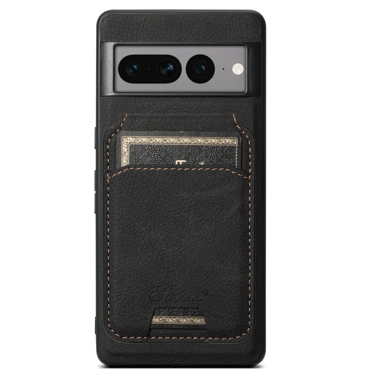 For Google Pixel 8a Suteni H16 Litchi Texture Leather Detachable Wallet Back Phone Case(Black)