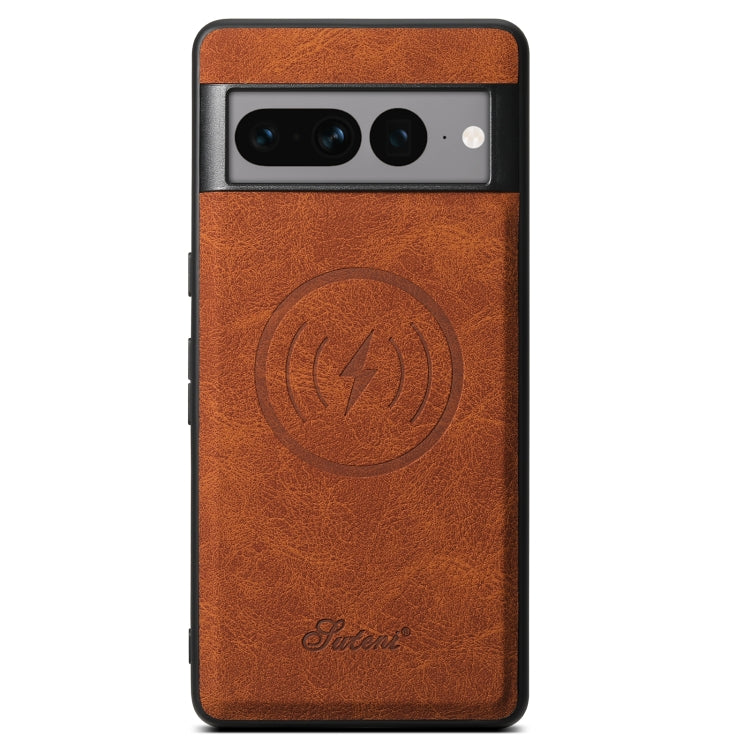 For Google Pixel 8a Suteni H16 Litchi Texture Leather Detachable Wallet Back Phone Case(Khaki)