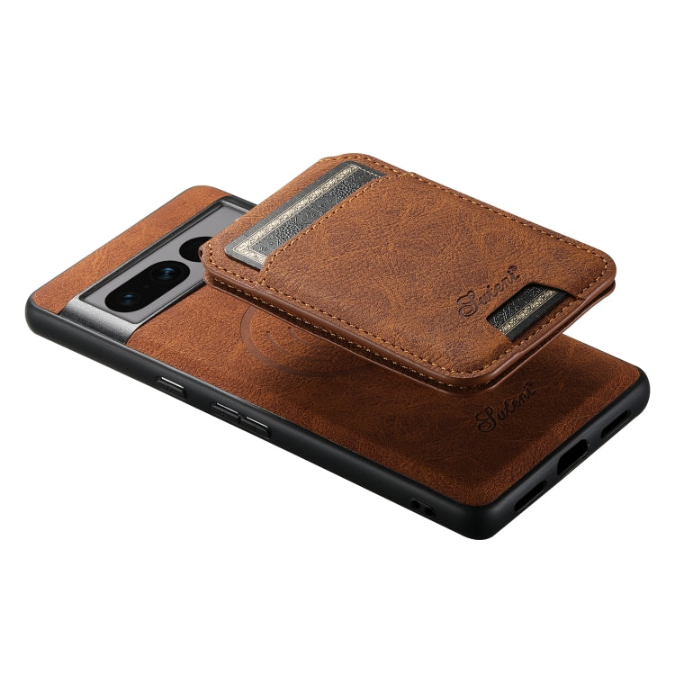 For Google Pixel 8a Suteni H16 Litchi Texture Leather Detachable Wallet Back Phone Case(Khaki)