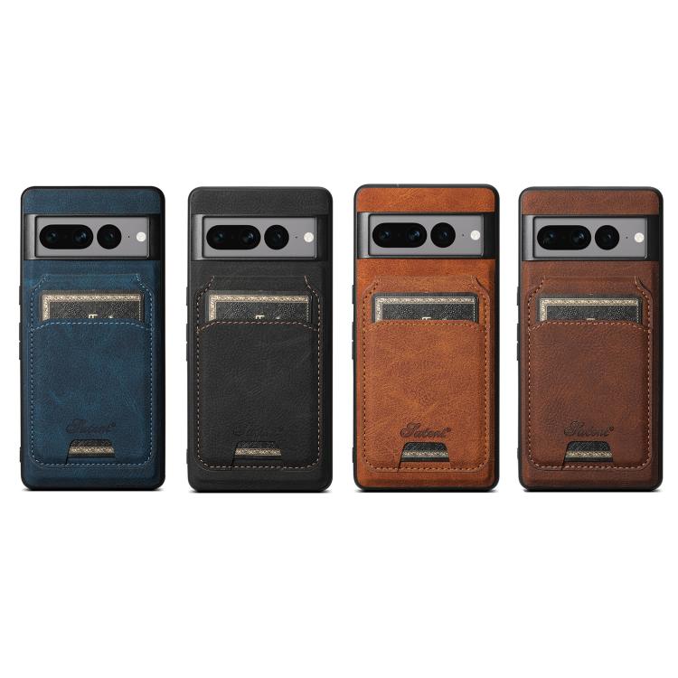 For Google Pixel 7a Suteni H16 Litchi Texture Leather Detachable Wallet Back Phone Case(Khaki)