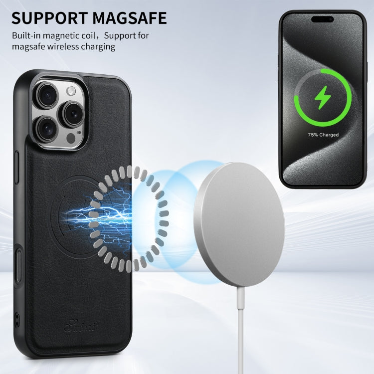 For iPhone 16 Plus Suteni H16 Litchi Texture Leather Detachable Wallet Back Phone Case(Black)