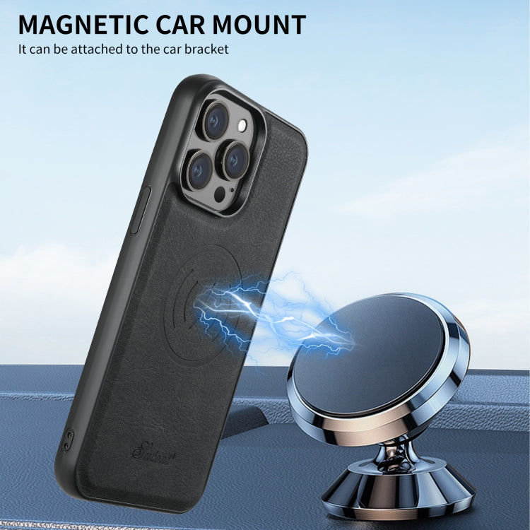For iPhone 14 Pro Suteni H16 Litchi Texture Leather Detachable Wallet Back Phone Case(Khaki)