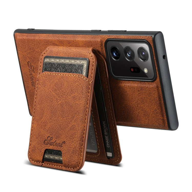 For Samsung Galaxy Note20 Ultra 5G Suteni H16 Litchi Texture Leather Detachable Wallet Back Phone Case(Khaki)