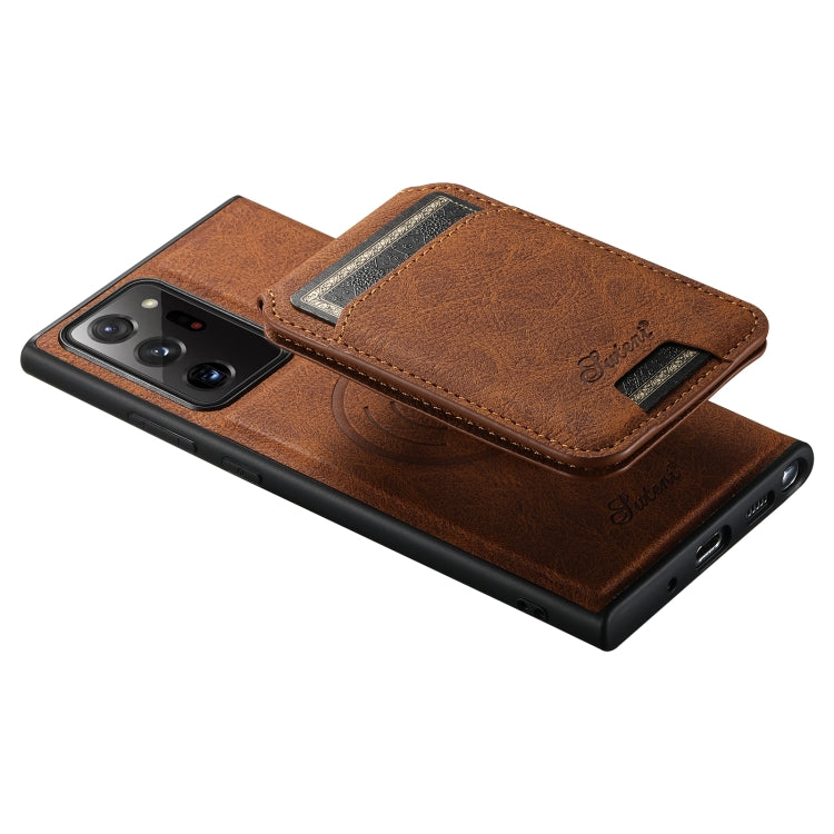 For Samsung Galaxy Note20 5G Suteni H16 Litchi Texture Leather Detachable Wallet Back Phone Case(Khaki)