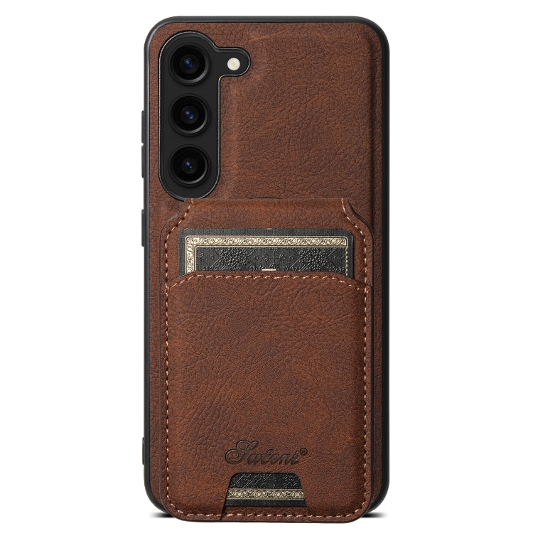 For Samsung Galaxy S24+ 5G Suteni H16 Litchi Texture Leather Detachable Wallet Back Phone Case(Brown)
