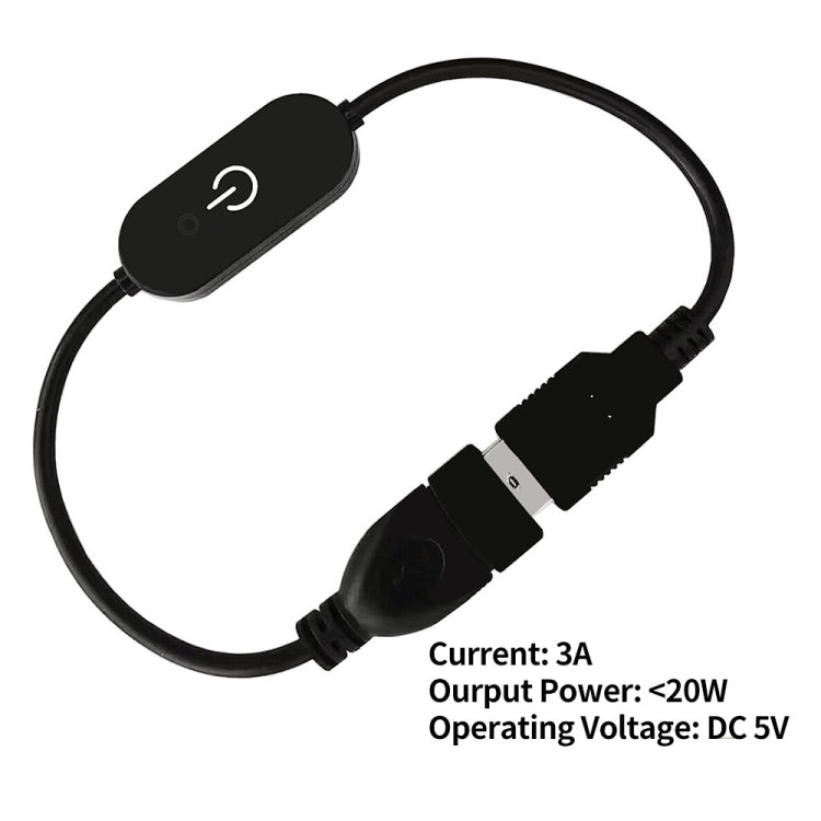 JUNSUNMAY USB LED Touch Inline Dimmer Switch Controller for Single Color, Length 30cm(Black)