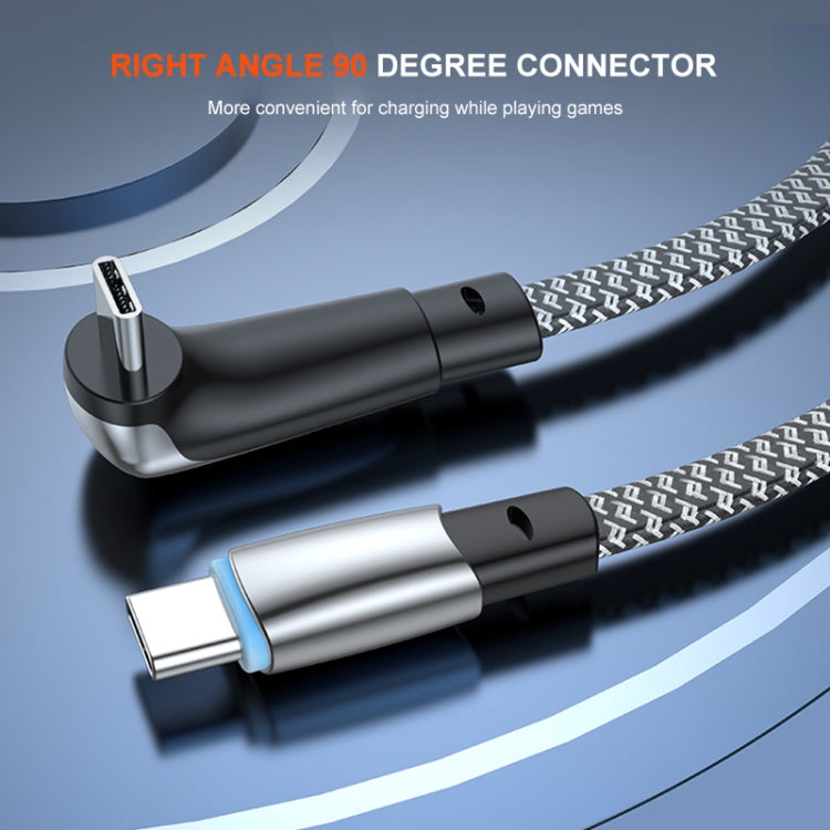ENKAY PD65W Elbow Type-C to Type-C Fast Charging Data Braid Cable with Indicator Light, Length:0.5m
