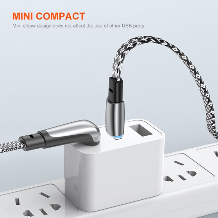 ENKAY PD65W Elbow Type-C to Type-C Fast Charging Data Braid Cable with Indicator Light, Length:0.5m