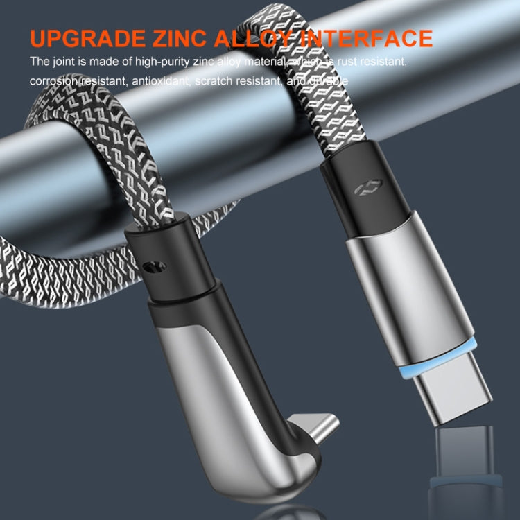 ENKAY PD65W Elbow Type-C to Type-C Fast Charging Data Braid Cable with Indicator Light, Length:0.5m