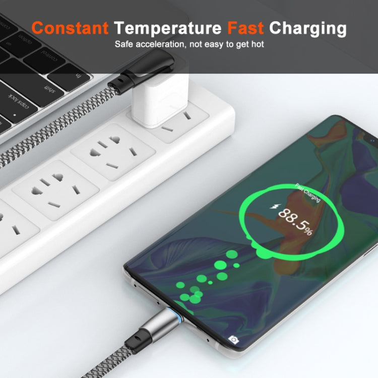 ENKAY PD65W Elbow Type-C to Type-C Fast Charging Data Braid Cable with Indicator Light, Length:0.5m