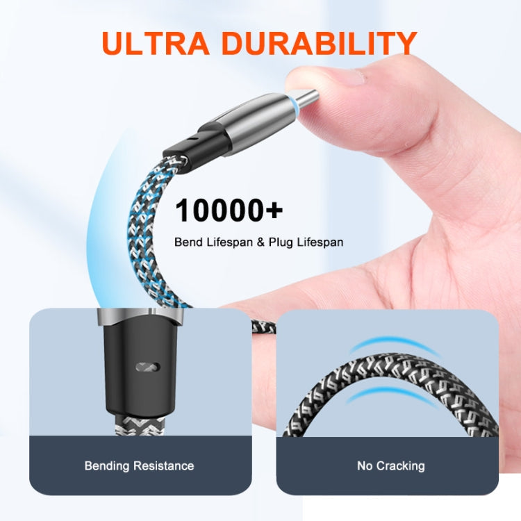 ENKAY PD65W Elbow Type-C to Type-C Fast Charging Data Braid Cable with Indicator Light, Length:0.5m