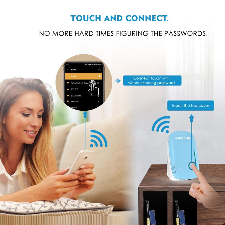 WAVLINK WN576K3 AC1200 Household WiFi Router Network Extender Dual Band Wireless Repeater, Plug:US Plug