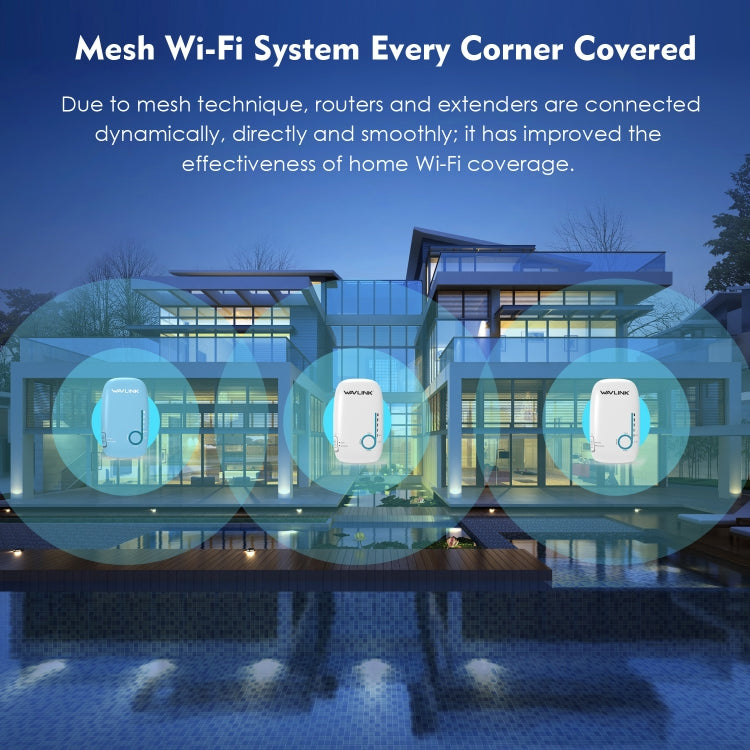 WAVLINK WS-WN576A2 AC750 Household WiFi Router Network Extender Dual Band Wireless Repeater, Plug:UK Plug
