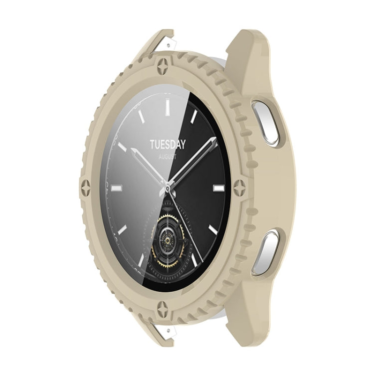 For Xiaomi Watch S3 ENKAY Hat-Prince Full Coverage Tempered Glass Film Integrated PC Watch Cover(Ivory White)