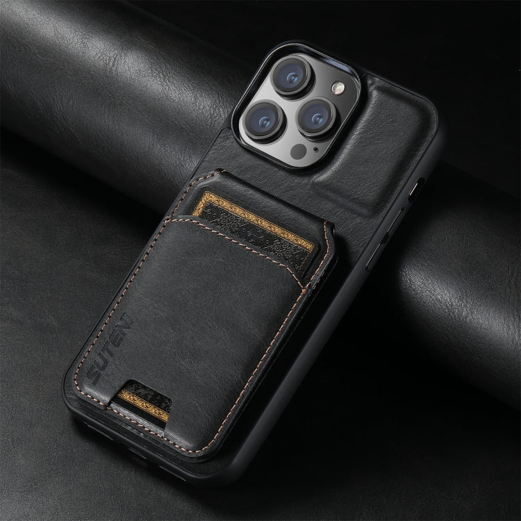 For iPhone 16 Plus Suteni H02 Leather Wallet Stand Back Phone Case(Black)