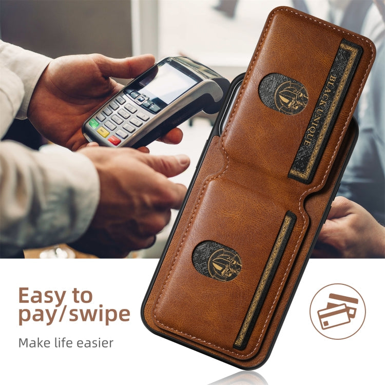 For iPhone 16 Pro Max Suteni H02 Leather Wallet Stand Back Phone Case(Brown)