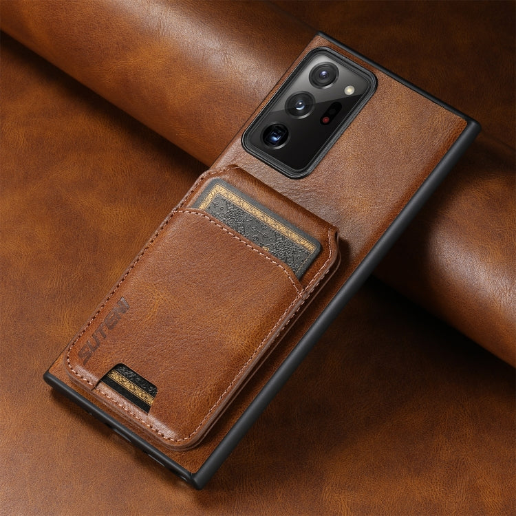 For Samsung Galaxy Note20 Ultra 5G Suteni H02 Leather Wallet Stand Back Phone Case(Brown)
