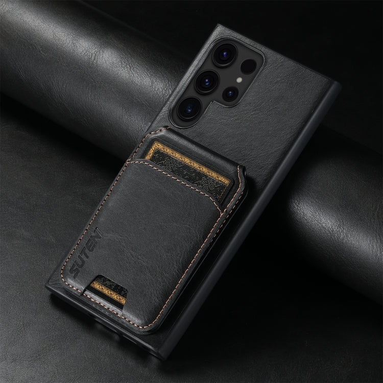 For Samsung Galaxy S24 Ultra 5G Suteni H02 Leather Wallet Stand Back Phone Case(Black)