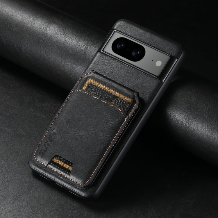 For Google Pixel 6a Suteni H02 Leather Wallet Stand Back Phone Case(Black)