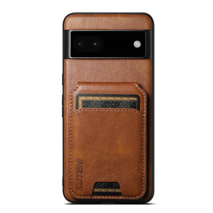 For Google Pixel 6a Suteni H02 Leather Wallet Stand Back Phone Case(Brown)