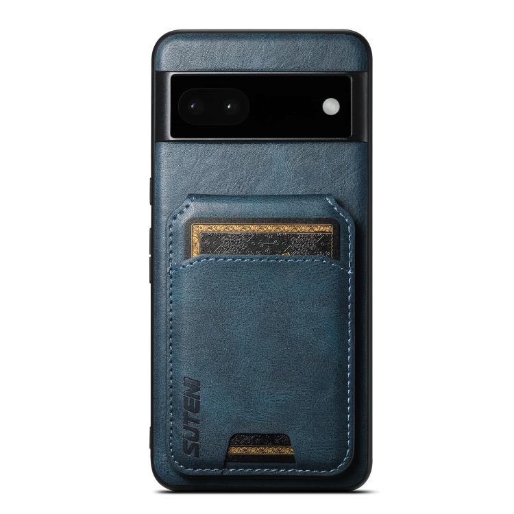 For Google Pixel 6a Suteni H02 Leather Wallet Stand Back Phone Case(Blue)
