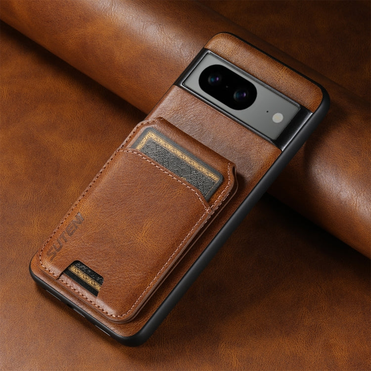 For Google Pixel 7 Suteni H02 Leather Wallet Stand Back Phone Case(Brown)