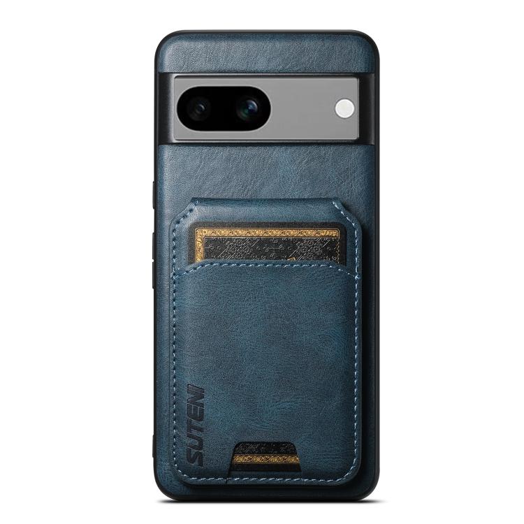 For Google Pixel 7a Suteni H02 Leather Wallet Stand Back Phone Case(Blue)