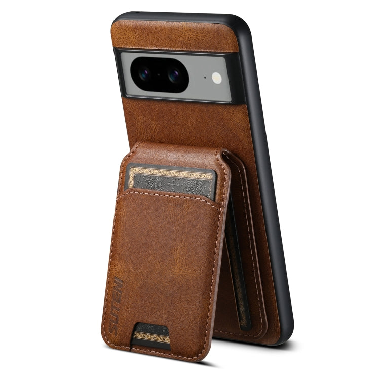 For Google Pixel 8 Suteni H02 Leather Wallet Stand Back Phone Case(Brown)