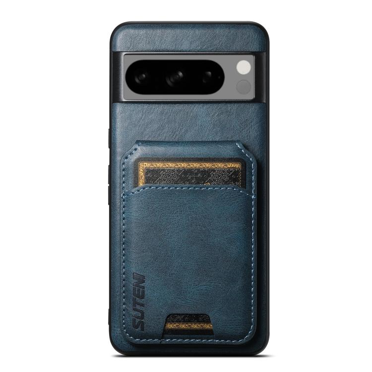 For Google Pixel 8 Pro Suteni H02 Leather Wallet Stand Back Phone Case(Blue)
