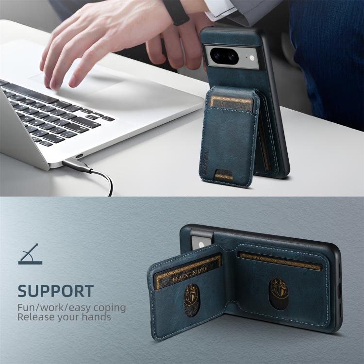 For Google Pixel 9 Suteni H02 Leather Wallet Stand Back Phone Case(Blue)