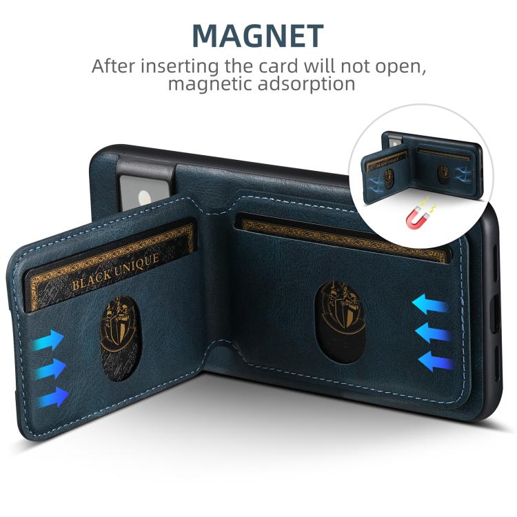 For Google Pixel 10 Pro Suteni H02 Leather Wallet Stand Back Phone Case(Blue)
