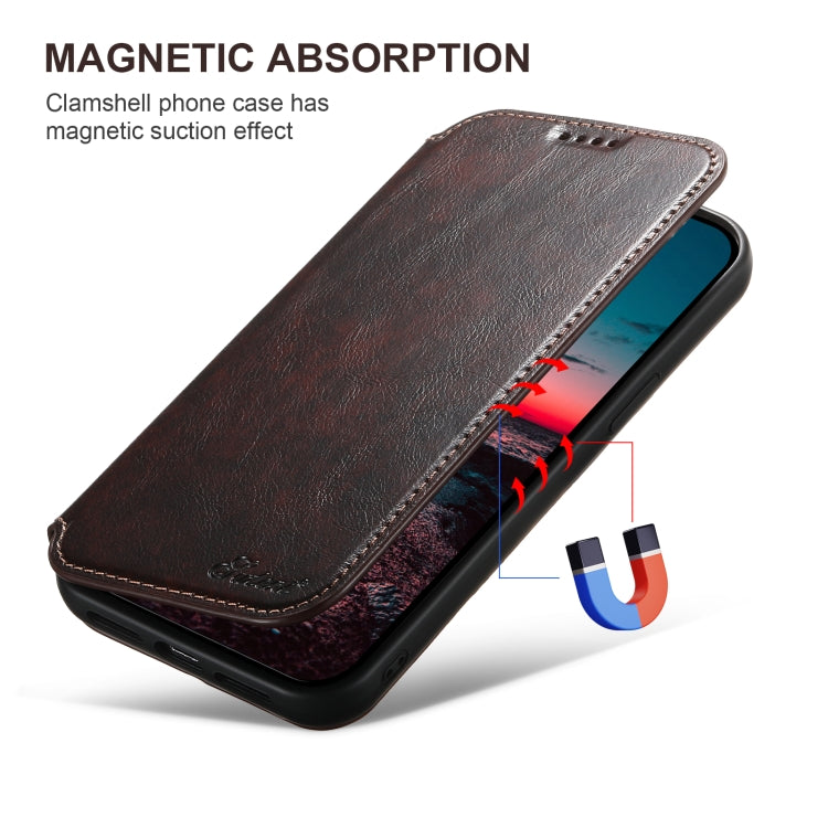 For iPhone 16 Suteni J05 Leather Magnetic MagSafe Phone Case(Brown)