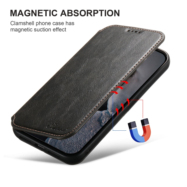 For iPhone 16 Plus Suteni J05 Leather Magnetic MagSafe Phone Case(Black)