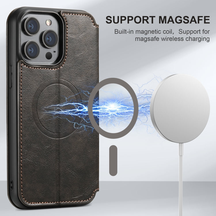 For iPhone 16 Plus Suteni J05 Leather Magnetic MagSafe Phone Case(Black)