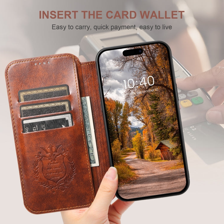 For iPhone 16 Plus Suteni J05 Leather Magnetic MagSafe Phone Case(Khaki)