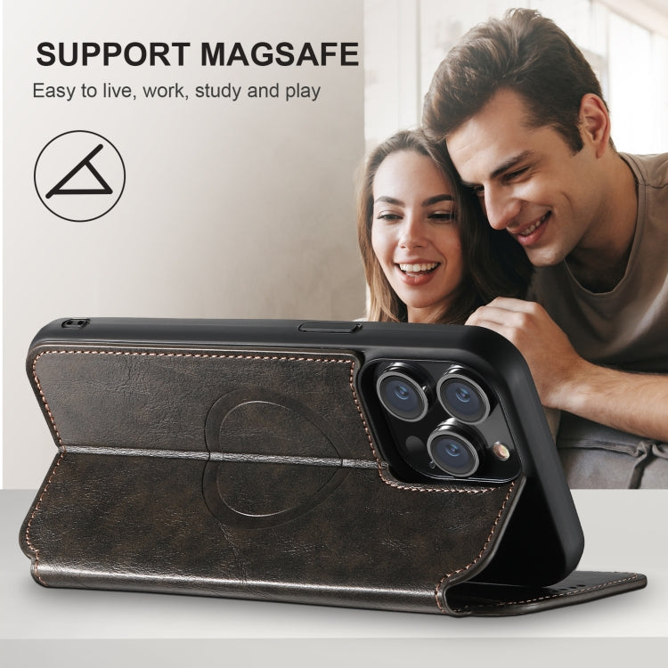 For iPhone 16 Pro Max Suteni J05 Leather Magnetic MagSafe Phone Case(Black)