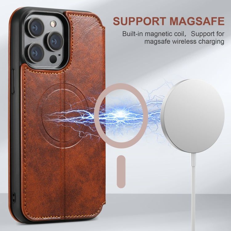 For iPhone 16 Pro Max Suteni J05 Leather Magnetic MagSafe Phone Case(Khaki)
