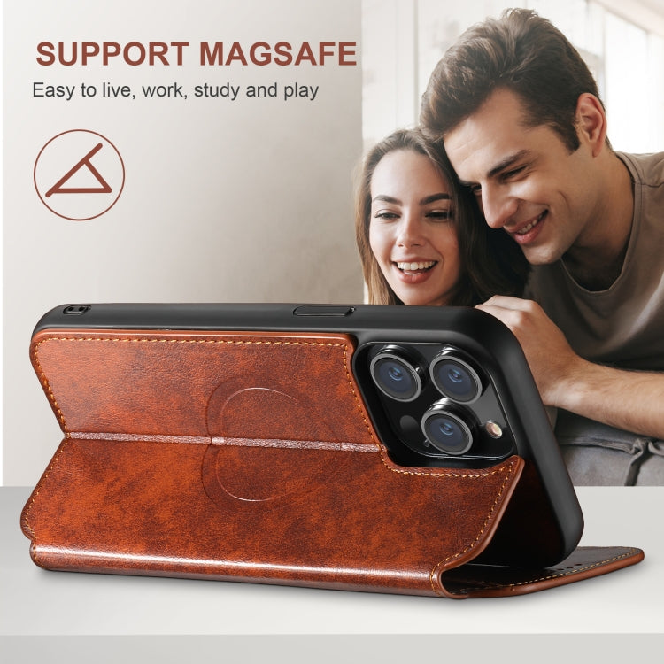 For iPhone 16 Pro Max Suteni J05 Leather Magnetic MagSafe Phone Case(Khaki)