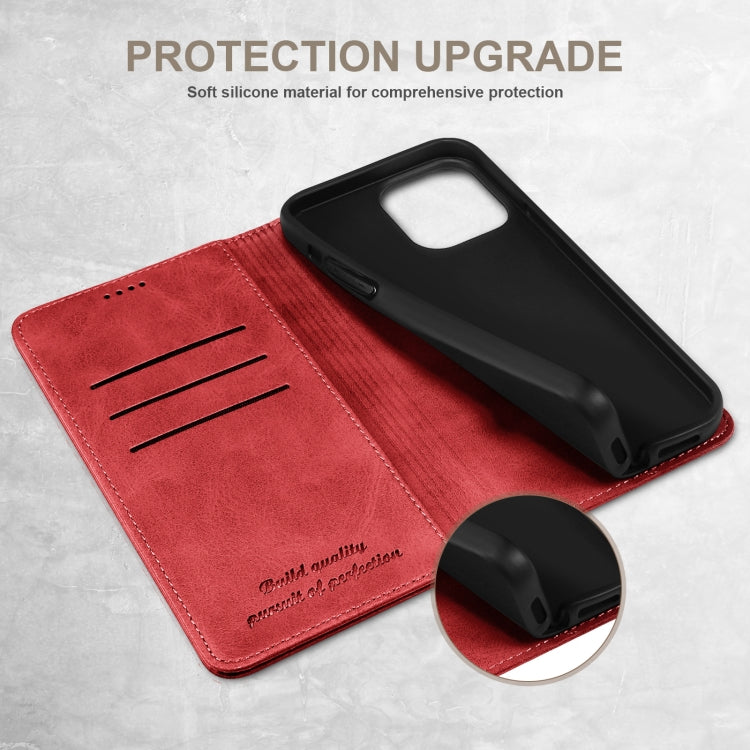 For iPhone 16 Suteni Calf Texture Horizontal Flip Leather Phone Case(Red)