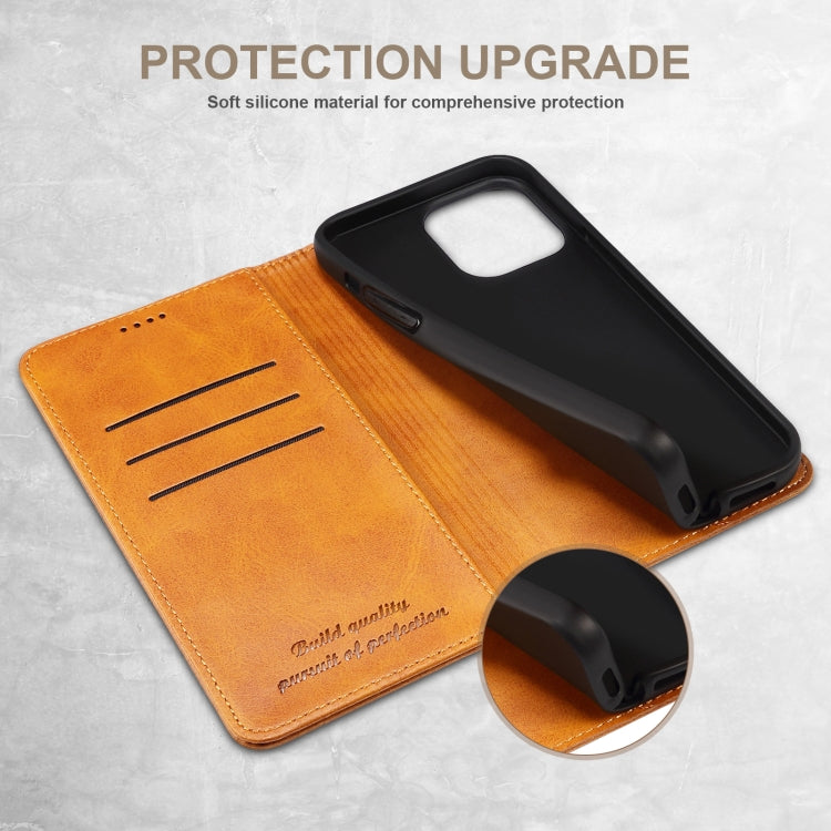 For iPhone 16 Suteni Calf Texture Horizontal Flip Leather Phone Case(Khaki)