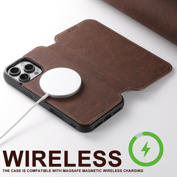 For iPhone 16 Pro Suteni J06 Retro Matte Litchi Texture Leather MagSafe Phone Case(Brown)