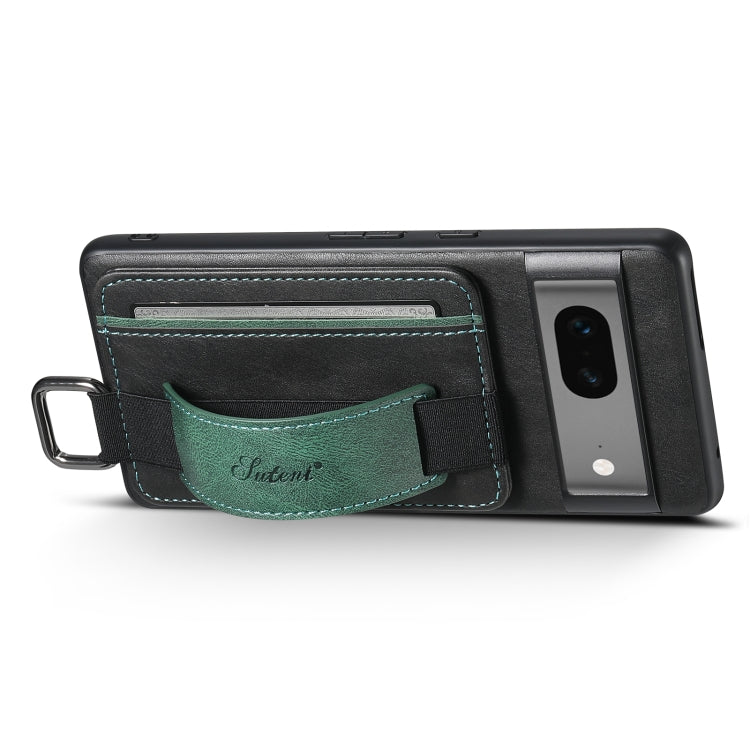 For Googel Pixel 8a Suteni H13 Card Wallet Wrist Strap Holder PU Phone Case(Black)