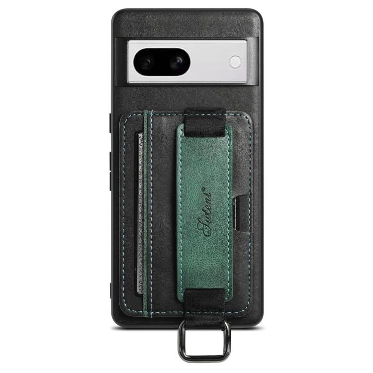 For Googel Pixel 8a Suteni H13 Card Wallet Wrist Strap Holder PU Phone Case(Black)