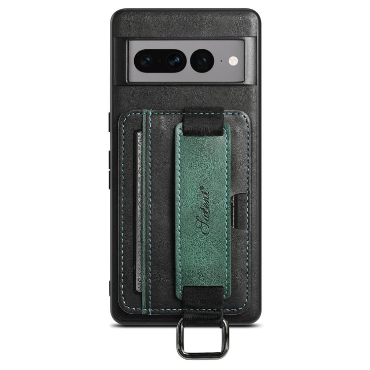 For Googel Pixel 8 Suteni H13 Card Wallet Wrist Strap Holder PU Phone Case(Black)