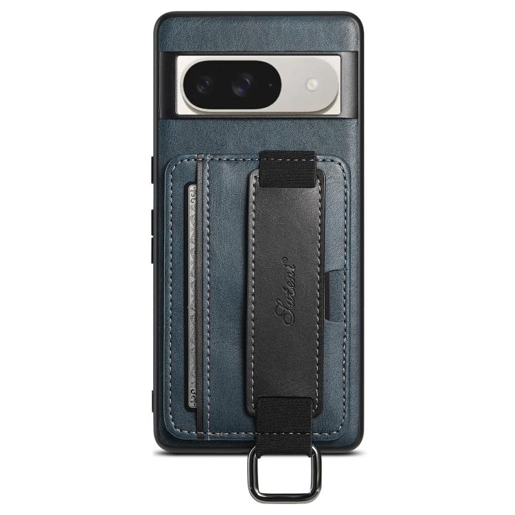 For Googel Pixel 10 Suteni H13 Card Wallet Wrist Strap Holder PU Phone Case(Blue)