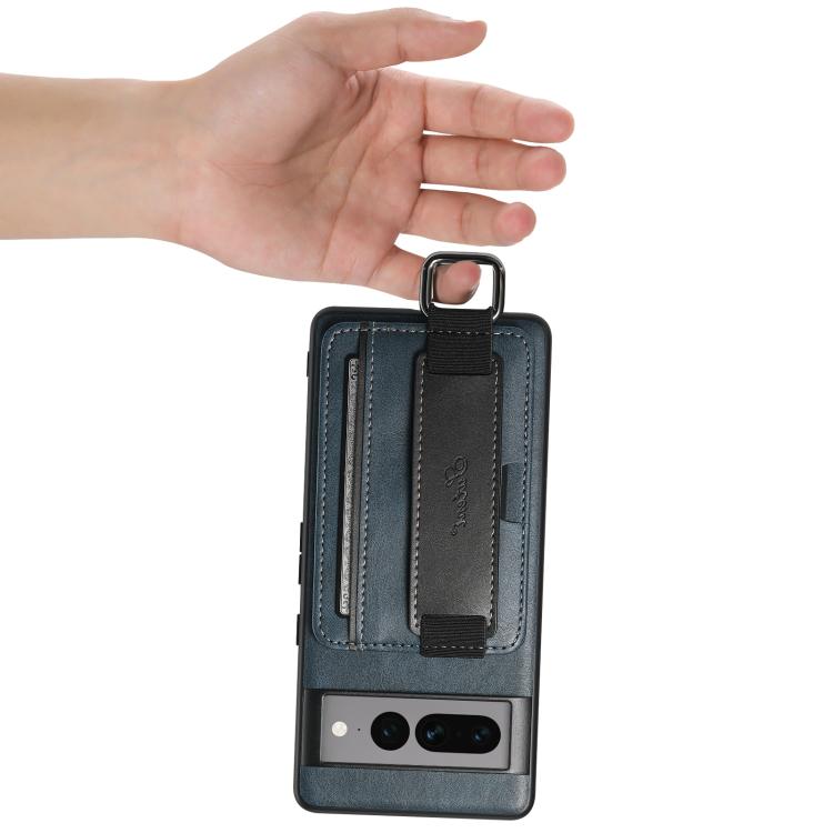 For Googel Pixel 10 Suteni H13 Card Wallet Wrist Strap Holder PU Phone Case(Blue)