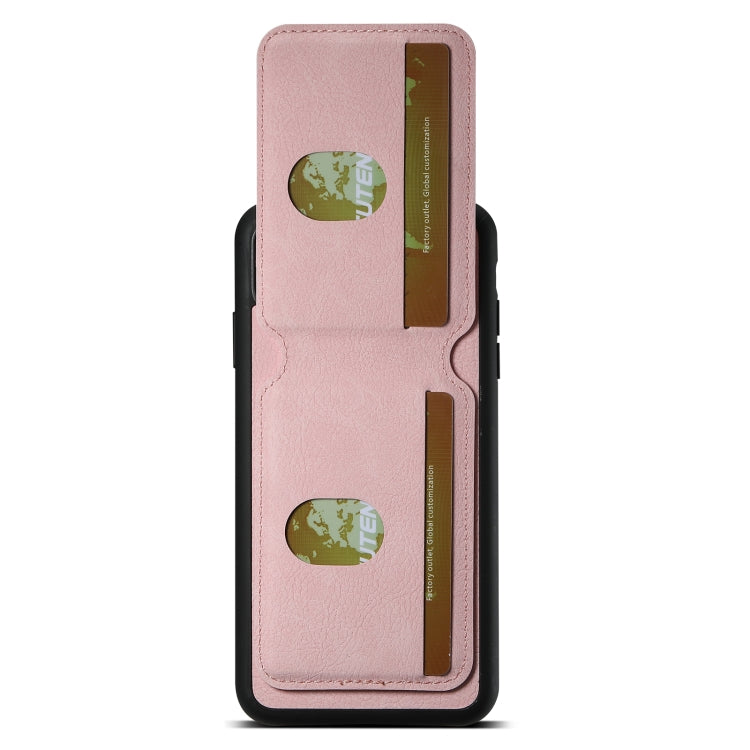 For iPhone XS Max Suteni H02 Litchi Leather Card Wallet Stand Back Phone Case(Pink)