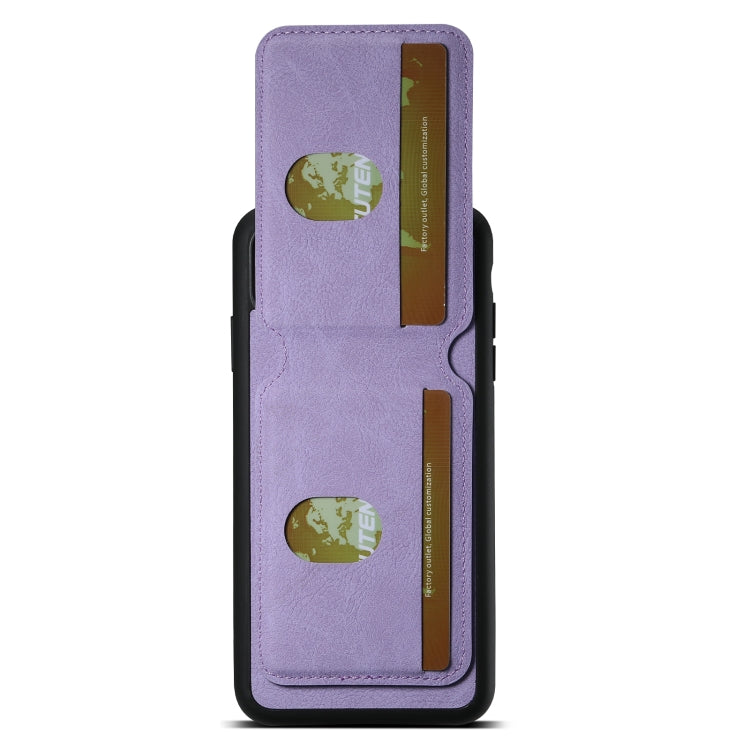 For iPhone XS Max Suteni H02 Litchi Leather Card Wallet Stand Back Phone Case(Purple)