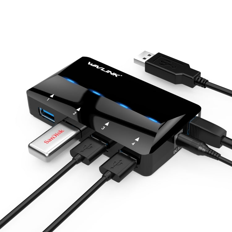 WAVLINK WL-UH3042P1 2.4A Fast Charging Adapter for Keyboard Mouse 4-Port USB3.0 HUB(EU Plug)