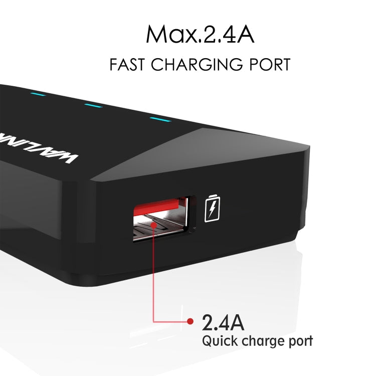 WAVLINK WL-UH3042P1 2.4A Fast Charging Adapter for Keyboard Mouse 4-Port USB3.0 HUB(US Plug)